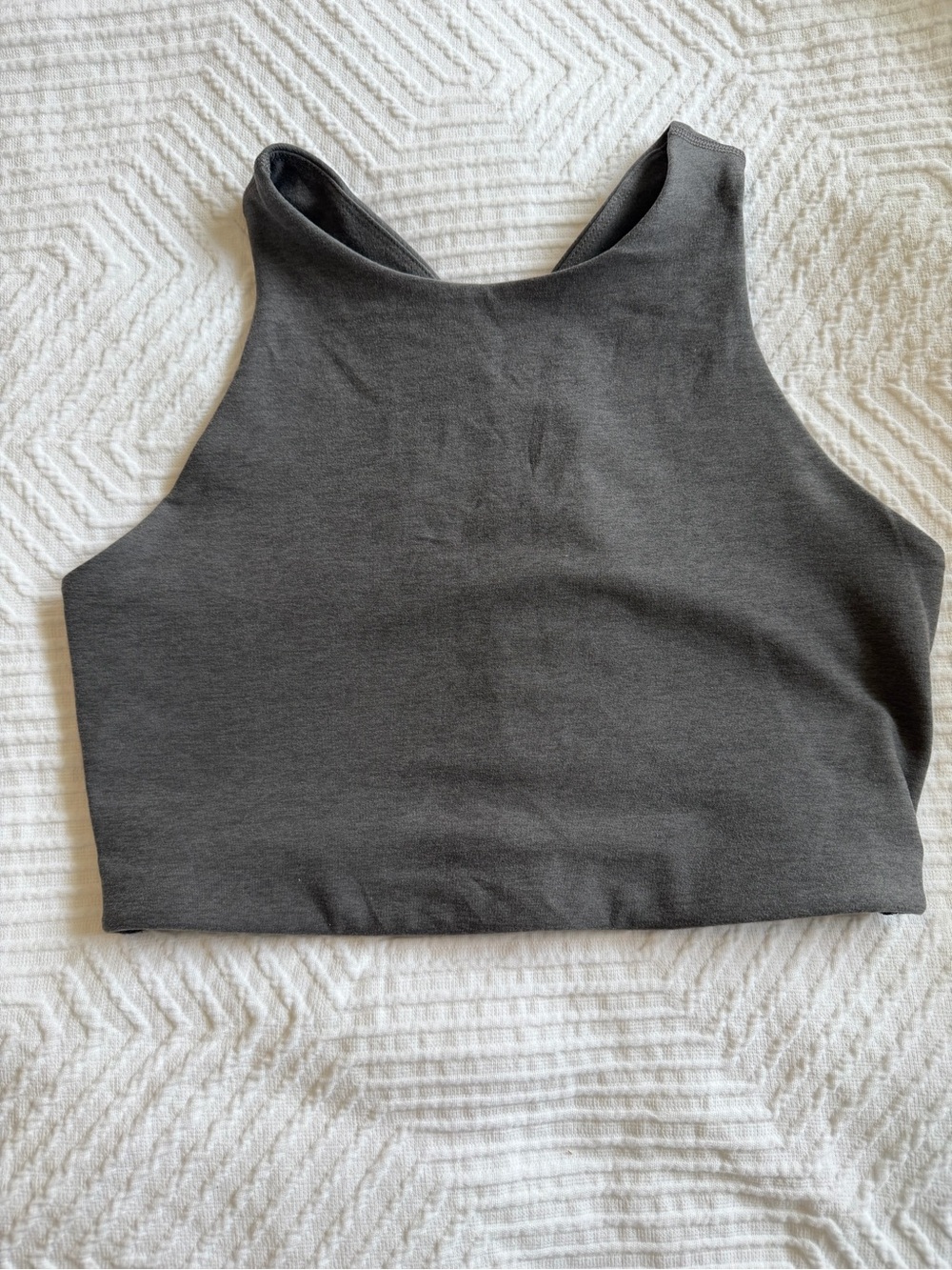 Beyond Yoga - Refocus  High-Neck Cropped Sports Bra - True Grey Heather